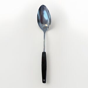 Vintage EKCO USA Metal Serving Spoon 12" Black Handle Kitchen Utensil Tool‎